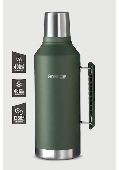 Stevig 1 Camper Klasik Kulplu Sızdırmaz Çelik Termos 2.2 Lt Green St-260 Yeşil