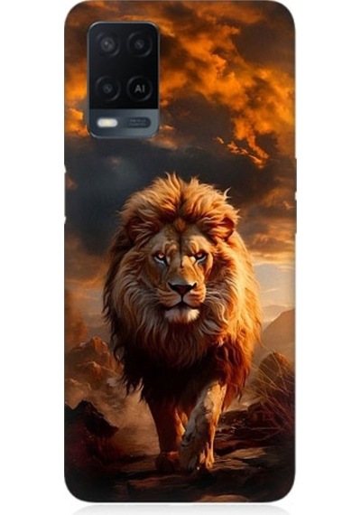 Oppo A54 Uyumlu Yırtıcı Aslan Kral Desenli Silikon Kılıf