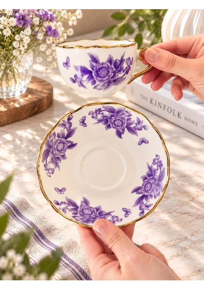 2 Kişilik Spring Purple Kahve Fincanı Seti-7618 Çok Renkli