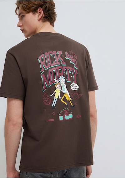 Mavi - Rick And Morty Baskılı Kahverengi Tişört 0613205-70251 Kahverengi
