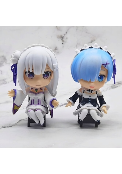 Re:zero Emilia Rem Ram 3'lü Figür Seti 9 Cm Anime Koleksiyon Dekoratif Pvc Figür