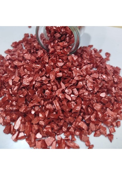 Dekoratif 4-8 Mm Arlığında Gerçek Cam Kırığı 1 Kg Kırmızı