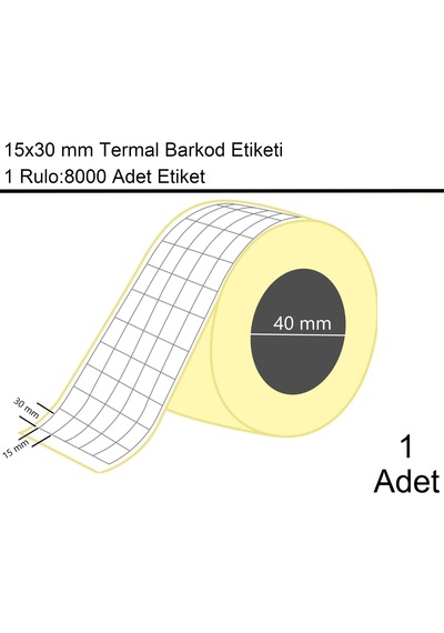 15x30 Mm Termal 5'li Ürün Barkod Etiketi 8000'li Sarım 1 Rulo Etiket 1