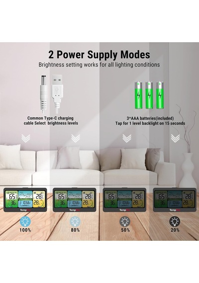 Thermopro Tp280b 17.8 Cm Ekranlı, Wi-fi Destekli Akıllı İç Ve Dış Mekan Hava Tahmin İstasyonu Ve Barometre 300m