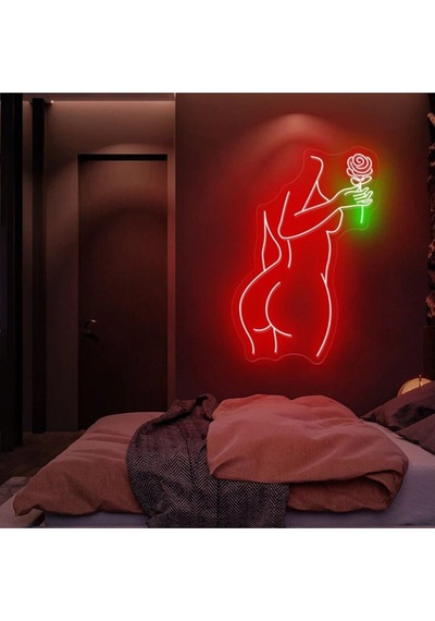 Kadın Figürlü Neon Tabela Kırmızı