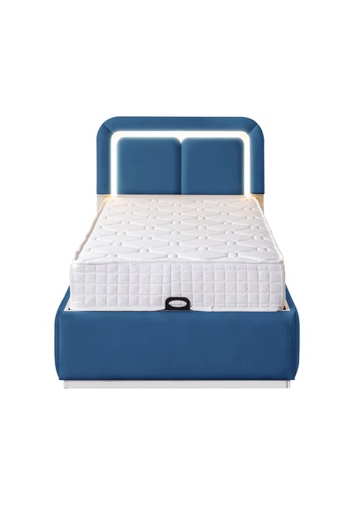 Demonte Baza Seti, Nox Ledli Tek Kişilik Baza Başlık Seti - İkili Set, Mavi - 100x200 Cm 100 x 200
