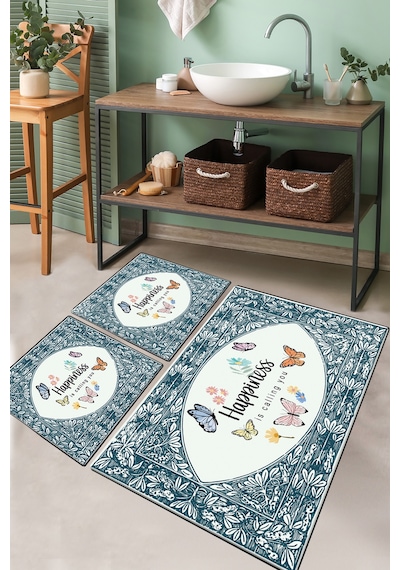 CALLING YOU DJT 3 LU SET Banyo Halısı Banyo Paspası Çok Renkli