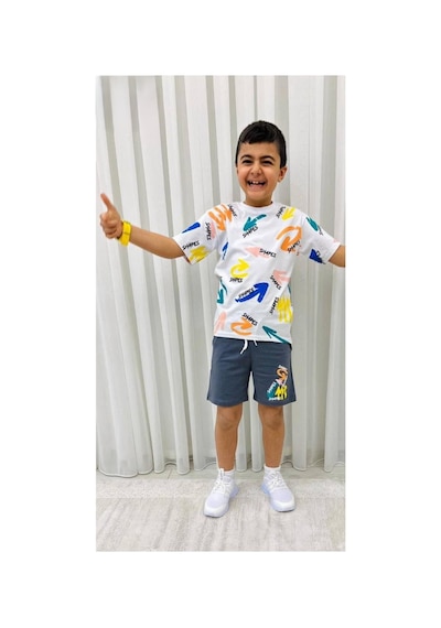 Mnk Baby & Kids Erkek Çocuk Baskılı Şortlu Yazlık Takım M00710 Antrasit