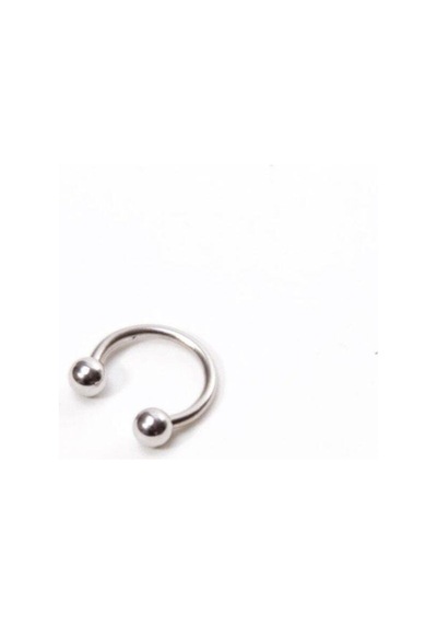 Yarım Halka Top Uçlu Yuvarlak Çelik Piercing Gümüş Renk Beyaz