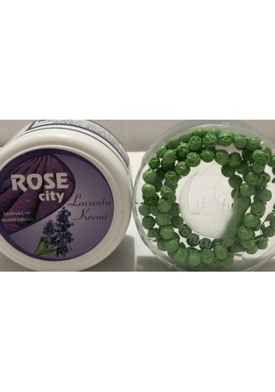 Rosecity 135ML Lavanta Krem Alana 99'lu Gül Kokulu Açık Yeşil Tesbih Hediye