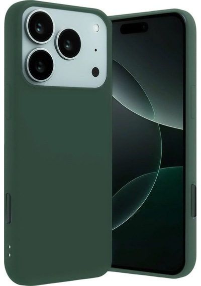 Apple iPhone Uyumlu   17 Pro Nano İçi Kadife Silikon - Koyu Yeşil