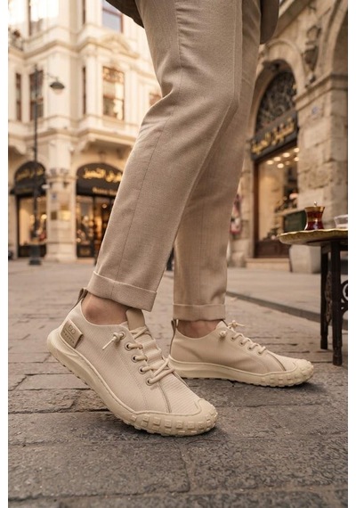 Fort 2065 Bst Rahat Esnek Lastik Bağcıklı Sneaker Erkek Ayakkabı Bej