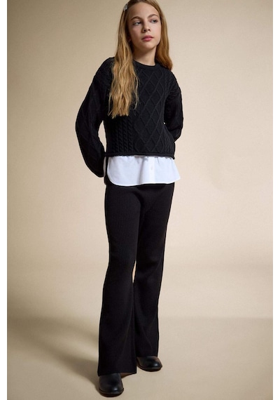 Defacto Kız Çocuk Beli Lastikli Flare Fit Pantolon F3823a825wnbk81 Siyah