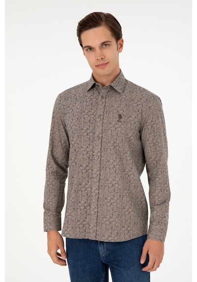 U.s. Polo Assn. Erkek Kum Gömlek Desenli 50296608-vr085 Kum