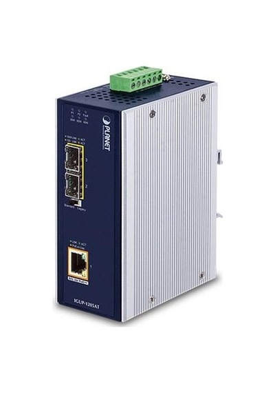 Planet Pl-ıgup-1205at 2 Port 10/1000x Sfp To 1 Port 10/100/1000t Poe++ Media Converter