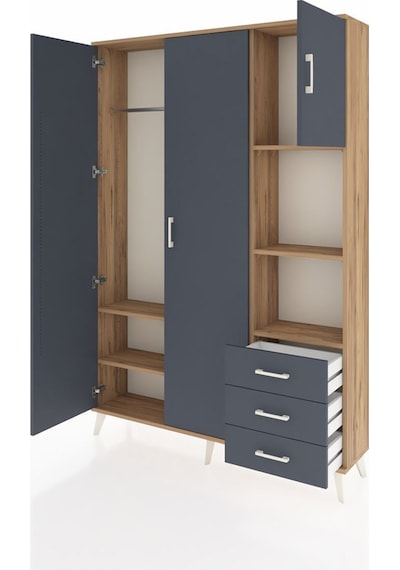 Arges Dolap 5 Raflı 3 Çekmeceli Tek Askılı 132x30x195 Çam-antrasit/antrasit Antrasıt/antrasıt Arges Dolap 5 Raflı 3 Çekmeceli Tek Askılı 132x30x195 Çam-antrasit/antrasit Antrasıt/antrasıt