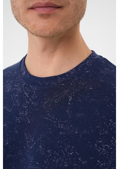 Efor Comfort Fit Bisiklet Yaka Batik Görünmlü Kısa Kol Casual Lacivert Tişört Ts 905 Lacivert