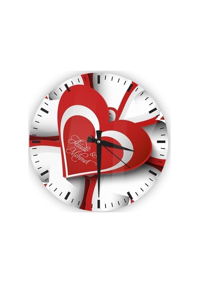 Kişiye Özel Cam Duvar Saati 27 Cm. - 009 Çok Renkli