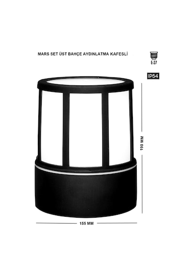 Mars Kafesli Set Üstü Bahçe Lambası - Bahçe Tavan Lambası Zita Bahçe Aydınlatması 19 Cm 220v