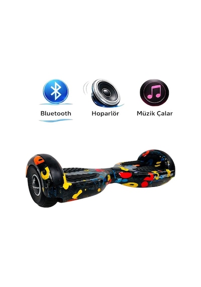 Elektrikli Kaykay Hoverboard Bluetooth Hoparlörlü 6.5 Inch Otomatik Akıllı Denge RS-S5 -Colors Numbers Grafiti