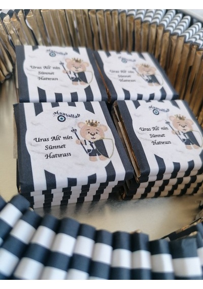 Angel Gift Chocalate İsme Özel Ayıcıklı Sünnet Hatırası Hediyelik Erkek Bebek Çikolatası Çok Renkli 100 Adet