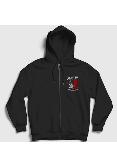 Presmono Unisex Jekyll Hyde Five Finger Death Punch Fermuarlı Kapüşonlu Sweatshirt Siyah