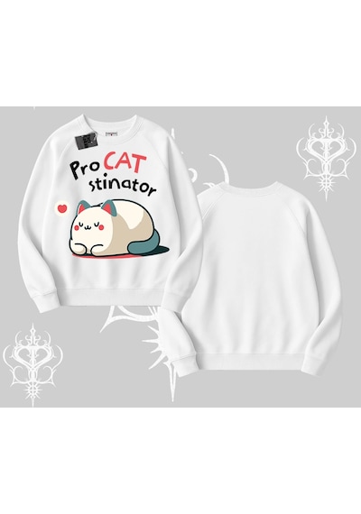 Paws Off Yazılı Kedi Baskılı Streetwear Kapşonlu Sweatshirt Siyah