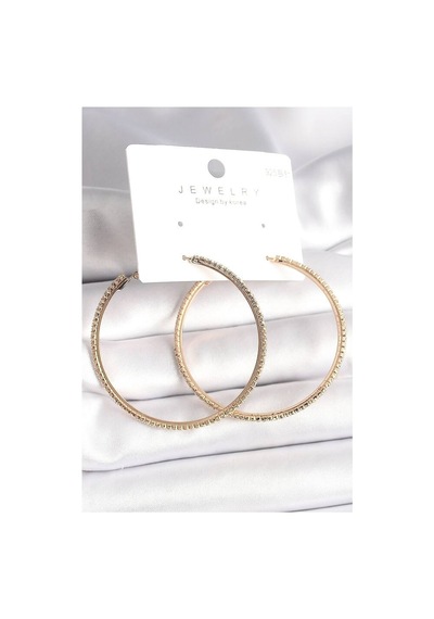 Pirinç Gold Renk Zirkon Taşlı Halka Model Kadın Küpe - Tj-bkp10015 Evimdeyokyok
