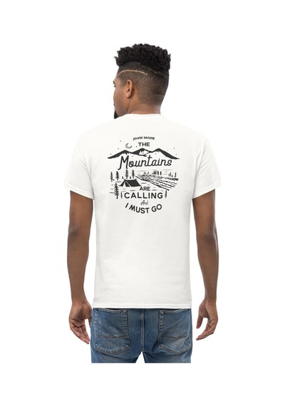 Wildstyle The Mountains Are Calling I Must Go Dağcı Baskılı Unisex Pamuklu Tişört Beyaz