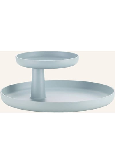 Vitra Çift Katlı Yuvarlak Plastik Saklama Kabı Mat Yüzeyli, 17 Cm Ve 28 Cm Çaplı Keyif Tepsileri Mavi