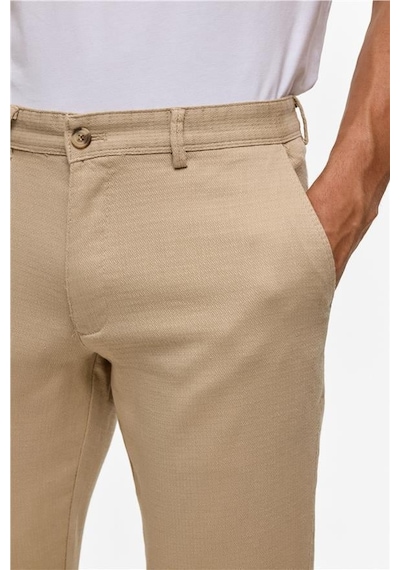 Süvari Bej Slim Armürlü Pantolon Bej