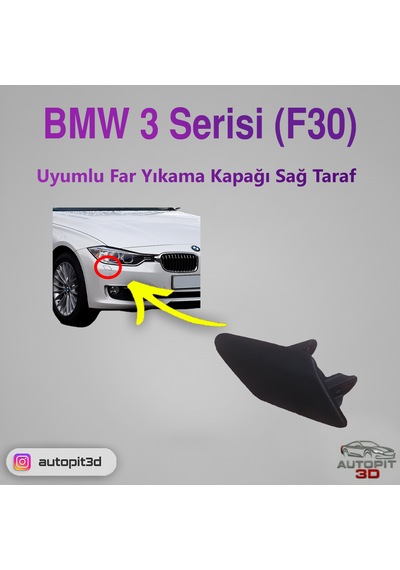 Bmw 3 Serisi F30 2012-2014 Uyumlu Sağ Far Yıkama Kapağı