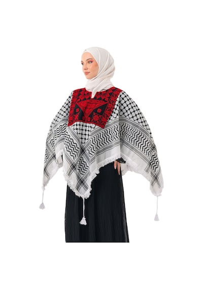 Zaytoon Filistinli Geleneksel Ve Kırmızı Nakışlı Kefiye Desenli Kap Banşo S100053 Renkli
