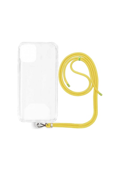 Apple Uyumlu iPhone 16 Plus İp Askılı Şeffaf Silikon Kılıf Sarı