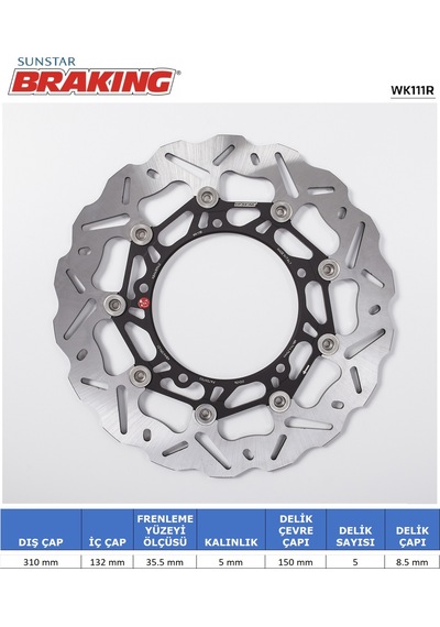 Yamaha R6 Fz8 Xtz 1200 Dalgalı Ön Performans Fren Diski Ön Sağ 2006-2010
