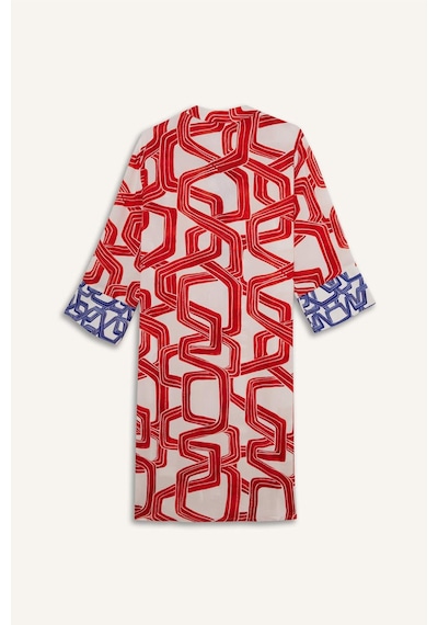Defacto Regular Fit Desenli Plaj Elbisesi-fall İn Love D0452ax25smrd63 Kırmızı