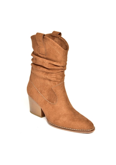 Fox Shoes T296713002 Taba Süet Kalın Topuklu Kadın Bot Taba-Süet Taba