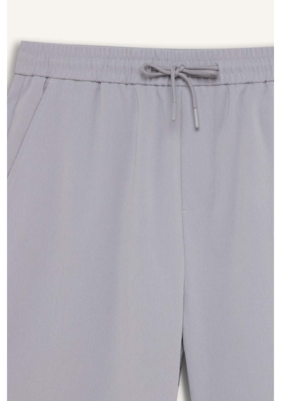 Defacto Regular Fit Beli Bağcıklı Dokulu Bermuda Şort D9451ax25spgr89 Gri