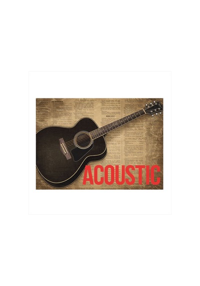 Akustik Gitar Çizimi Mdf Poster