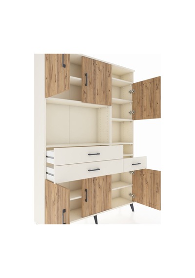 Arges Dolap 10 Raflı 3 Çekmeceli 6 Kapaklı 132x30x195 Aytaşı-... Aytaşı
