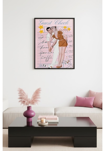 Doğal Ahşap Çerçeveli Retro Tablo - Vintage Çift Portre Huhu2771