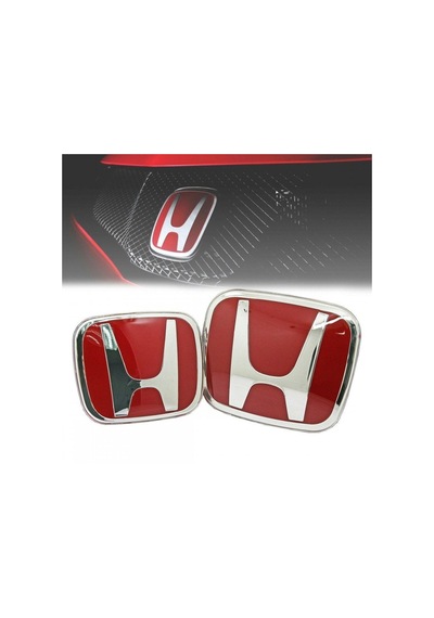 Autogp Honda Civic Uyumlu Panjur Ve Bagaj Logosu Arması Kırmızı Takım 2li Set 1992 / 2001