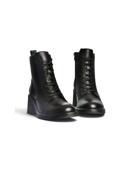 Fox Shoes Z555670603 Siyah Hakiki Deri Kalın Topuklu Kadın Bot