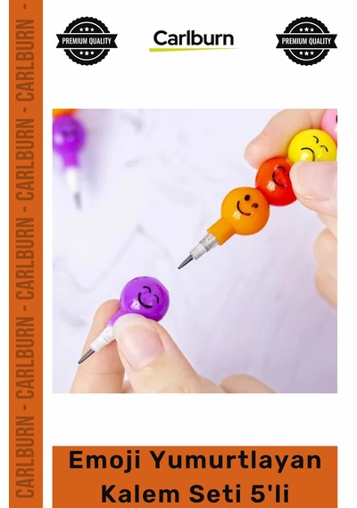 Rengarenk Okul Öğrenci Kırtasiye Eğlenceli Döngüsel Yazma Deneyimi Emoji Yumurtlayan Kalem Seti 5'li