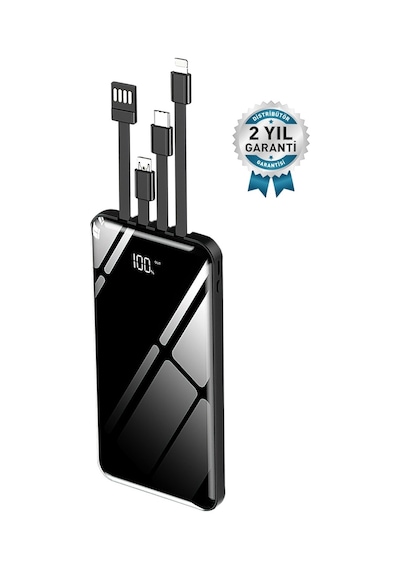 10.000 Mah Dijital Göstergeli Çoklu Kablolu Powerbank