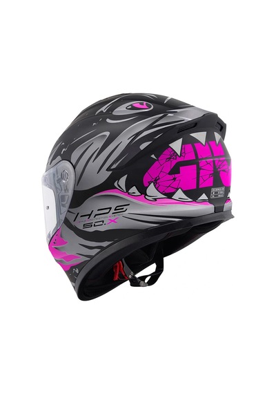 Gıvı 50.x Sharkbıte Mat Siyah-gri-pembe Kask Pembe