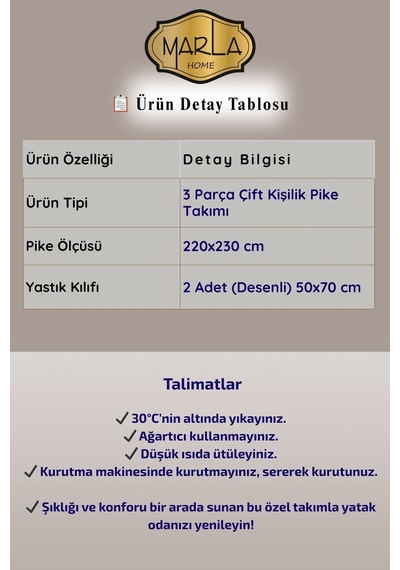 Çift Kişilik Pike Takımı Battal Boy 220x230 Cm Çok Amaçlı Yatak Örtüsü & Battaniye Bej