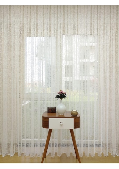 Özel Örme Dokulu Tül Perde, 100x250, Seyrek Pile, 1/2 Çok Renkli