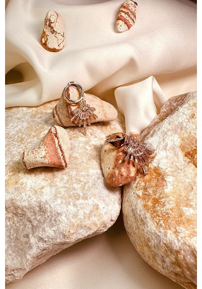 Taşlı Xuping Luxury Tasarım Kadın Stainless Steel Küpe Rose Gold