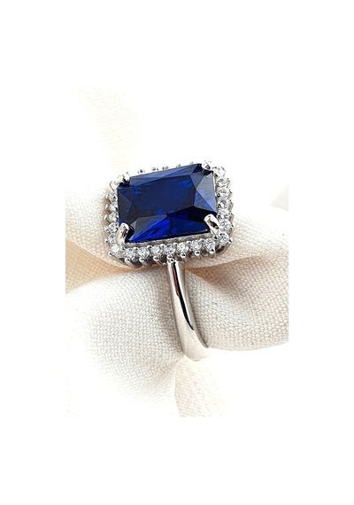 Sky Diamond Blue Creative Sapphire 925 Ayar Gümüş Lüks Yüzük 16 (524026549)